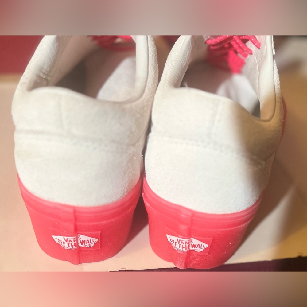 Vans White Suede Sneakers with Pink Soles - Picture 3 of 7